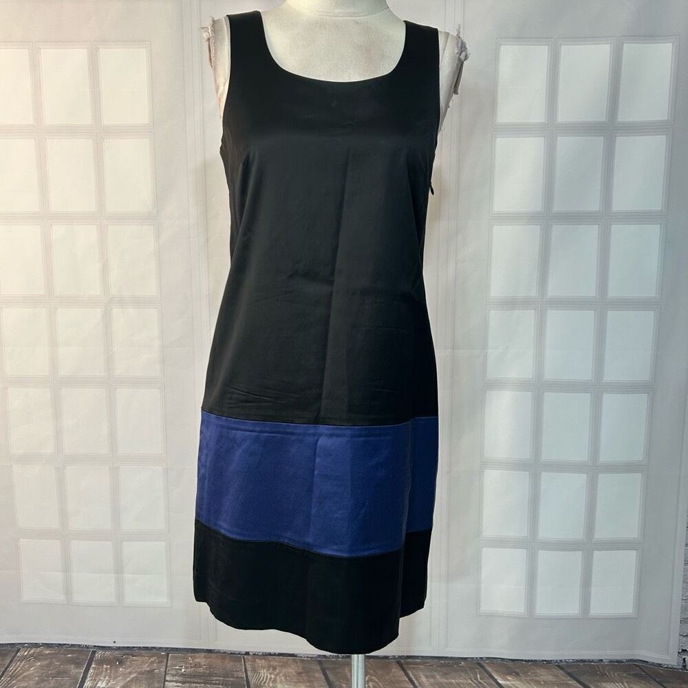 🔥🔥 5/$25 sale 🔥🔥 Theory Color Block satin sleeveless sheath Dress Size 6